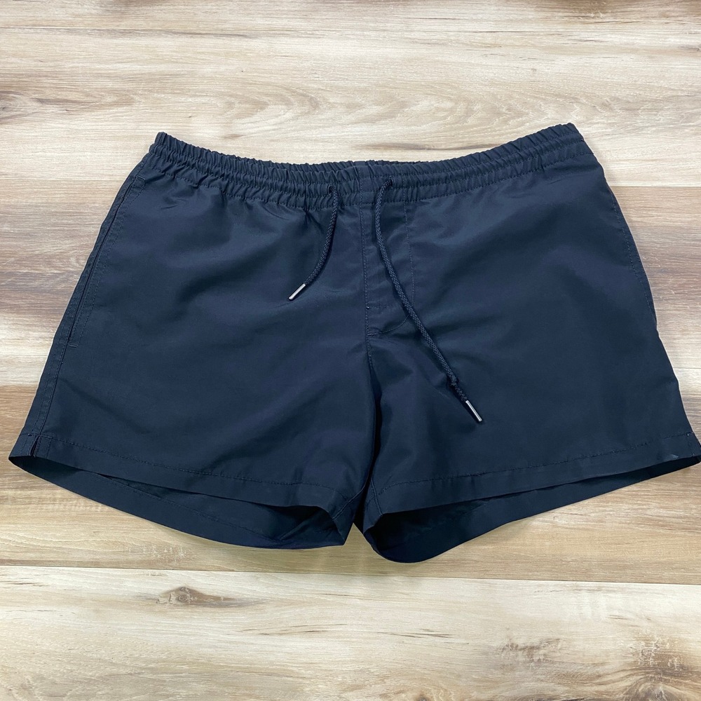 Club Monaco Swim Trunks Mens Small Minimalist Polyester Mesh Lined Black Summer